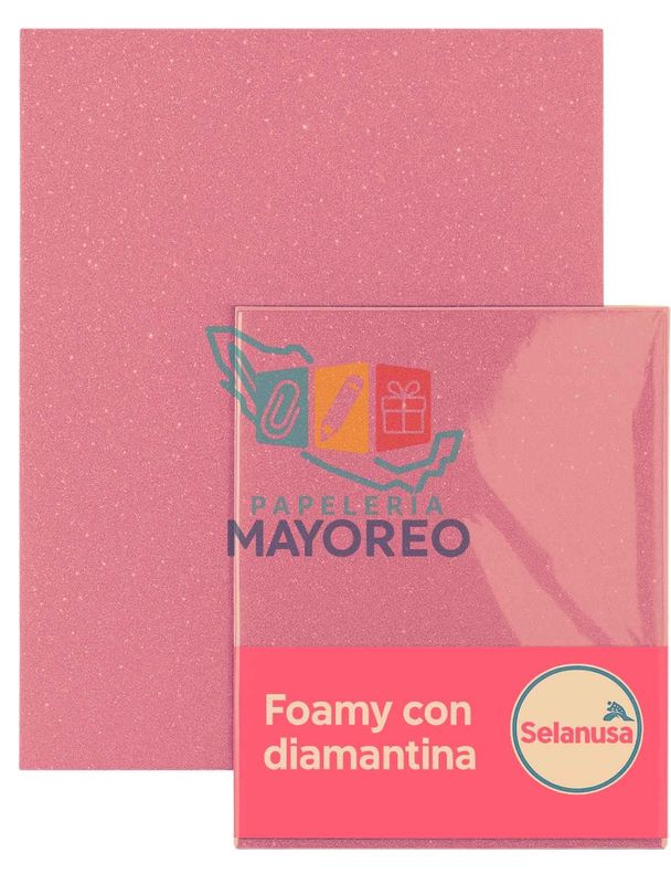 Foamy con Diamantina Rosa 109 (43×56 cm) Paq c/5 Foamy con Diamantina Rosa 109 (43×56 cm) Paq c/5