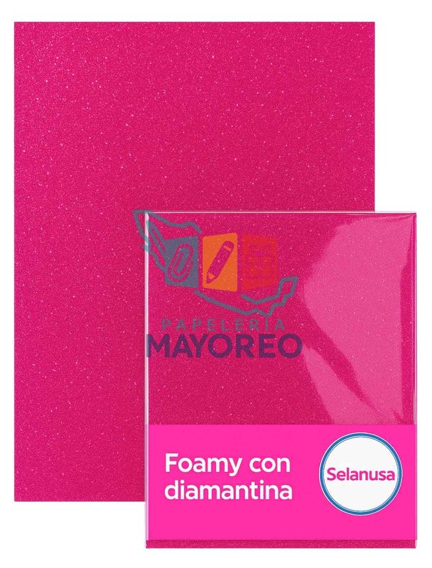 Foamy con Diamantina Rosa Mex 222 (43×56 cm) Paq c/5