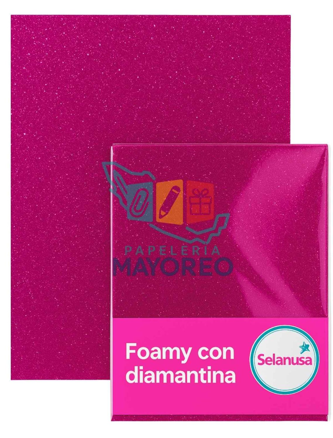 Foamy con Diamantina Fiusha (43×56 cm) Paq c/5