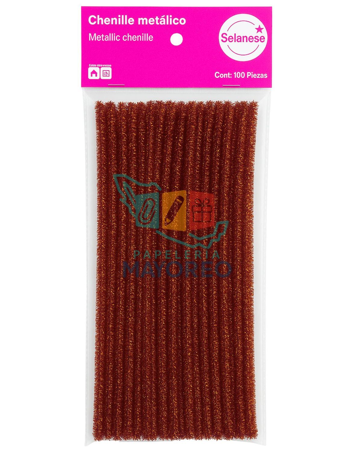 limpiapipas c/100 metalico cafe