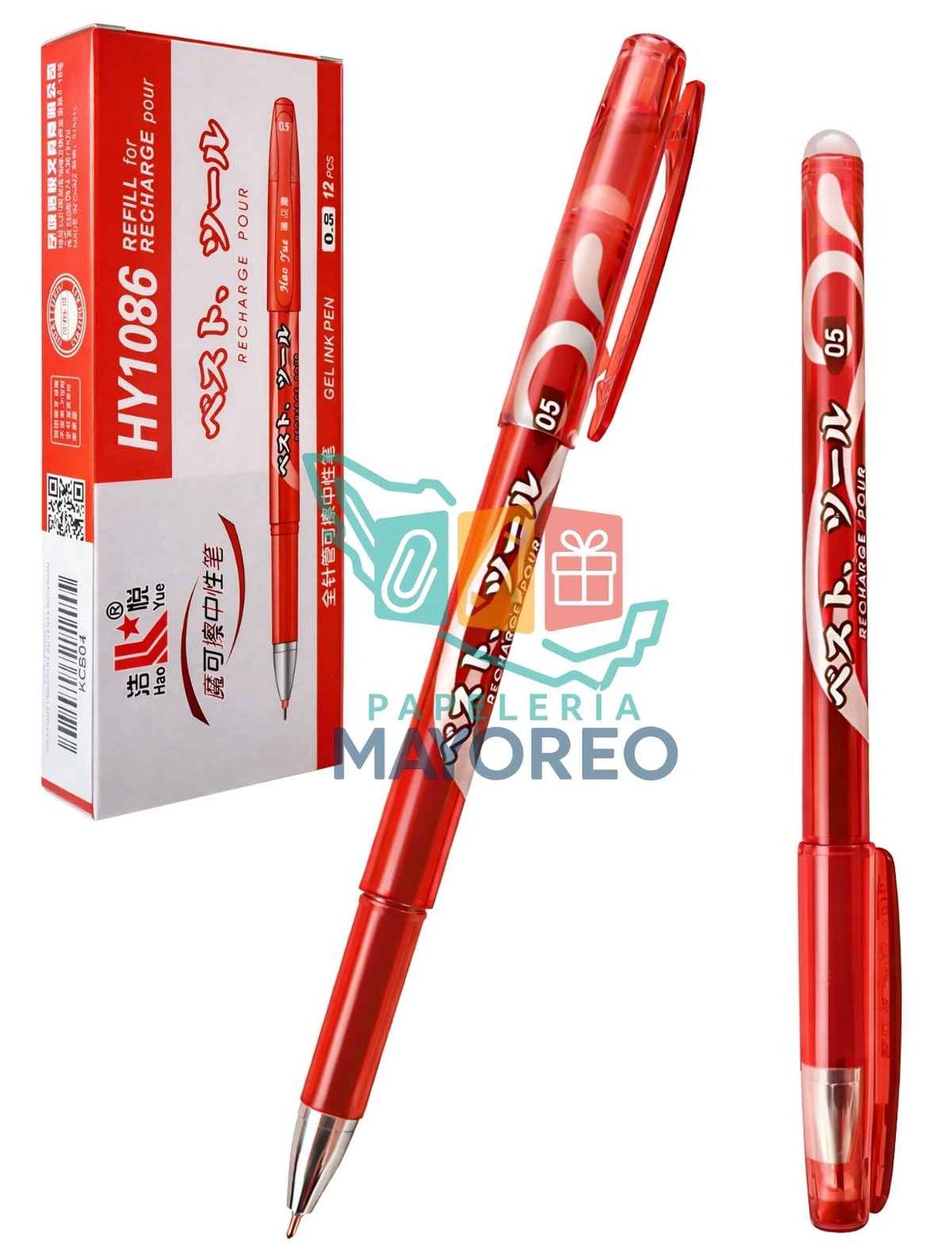 Bolígrafo Borrable Rojo caja con 12 piezas