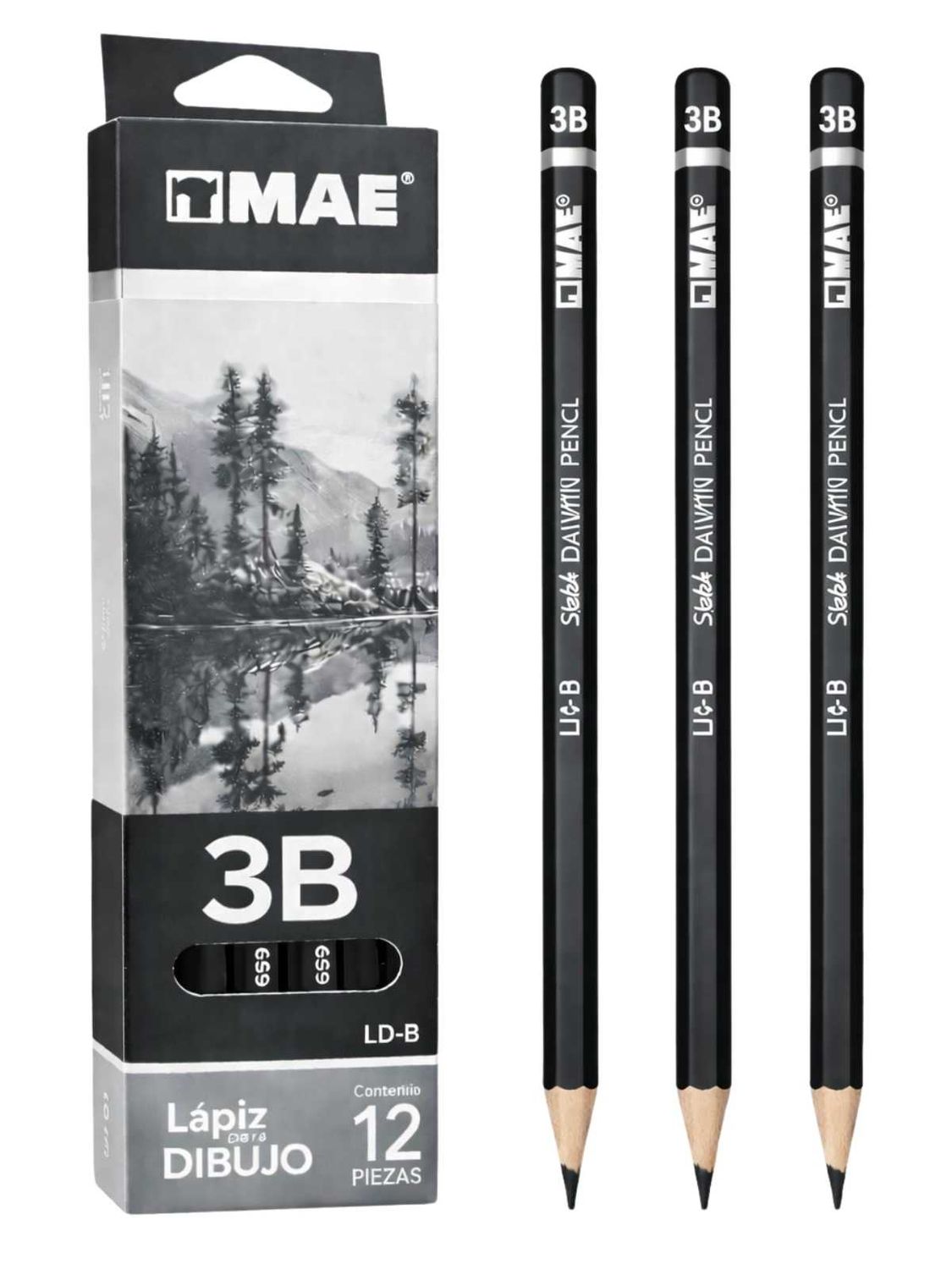 Lápiz de grafito MAE 3B c/12 pzas para dibujo. Lápiz de grafito MAE 3B c/12 pzas para dibujo.