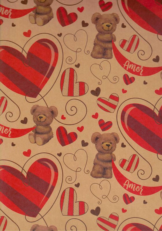 Papel de Regalo San Valentin Kraft C/10pzs Mod. A5