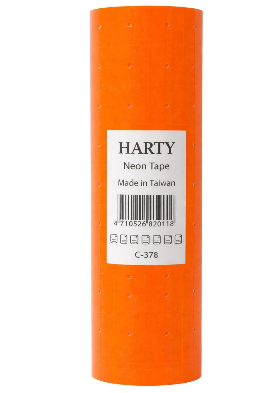 Venta al mayoreo de 10 rollos de etiquetas naranja fluorescente para precio Harty en Distribuidora Mérida México.
