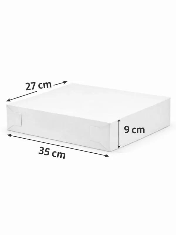 Caja rectangular blanca modelo PM en paquete de 10 piezas para venta al mayoreo.