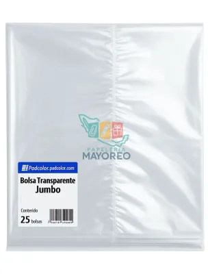 Bolsa de celofán tamaño Jumbo con fuelle para venta por mayoreo en México.