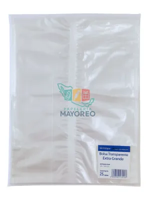 Bolsa de celofán extra grande con fuelle de 20 cm para venta por mayoreo en México.