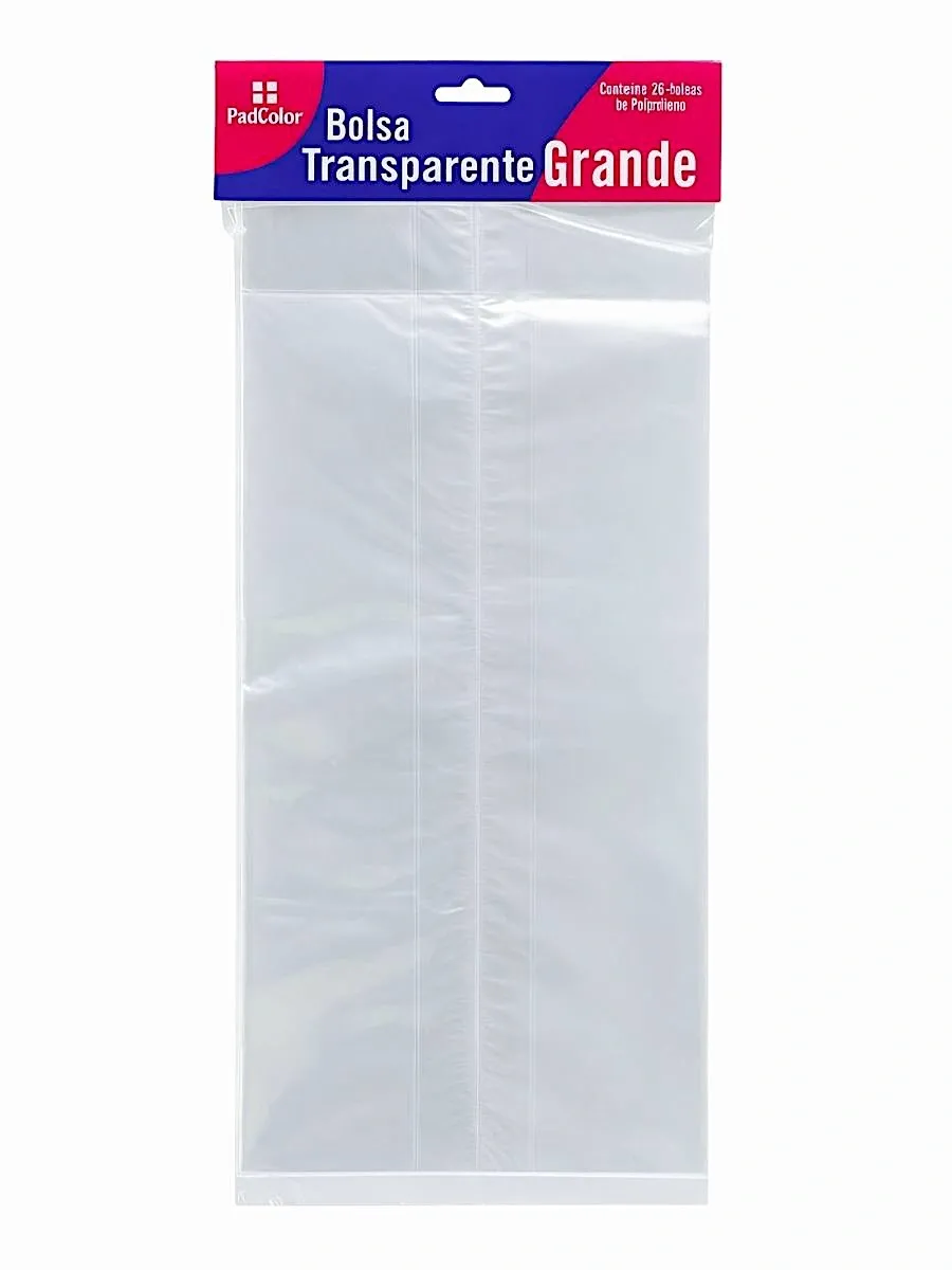 Bolsa de celofán grande con fuelle de 13 cm para venta por mayoreo en México.