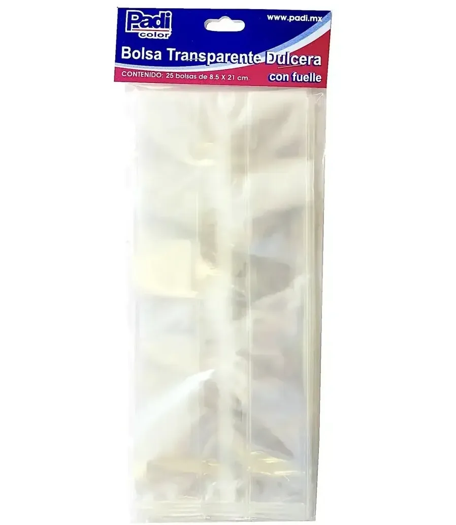 Bolsa de celofan chica 28x10x6cm c/25pzas