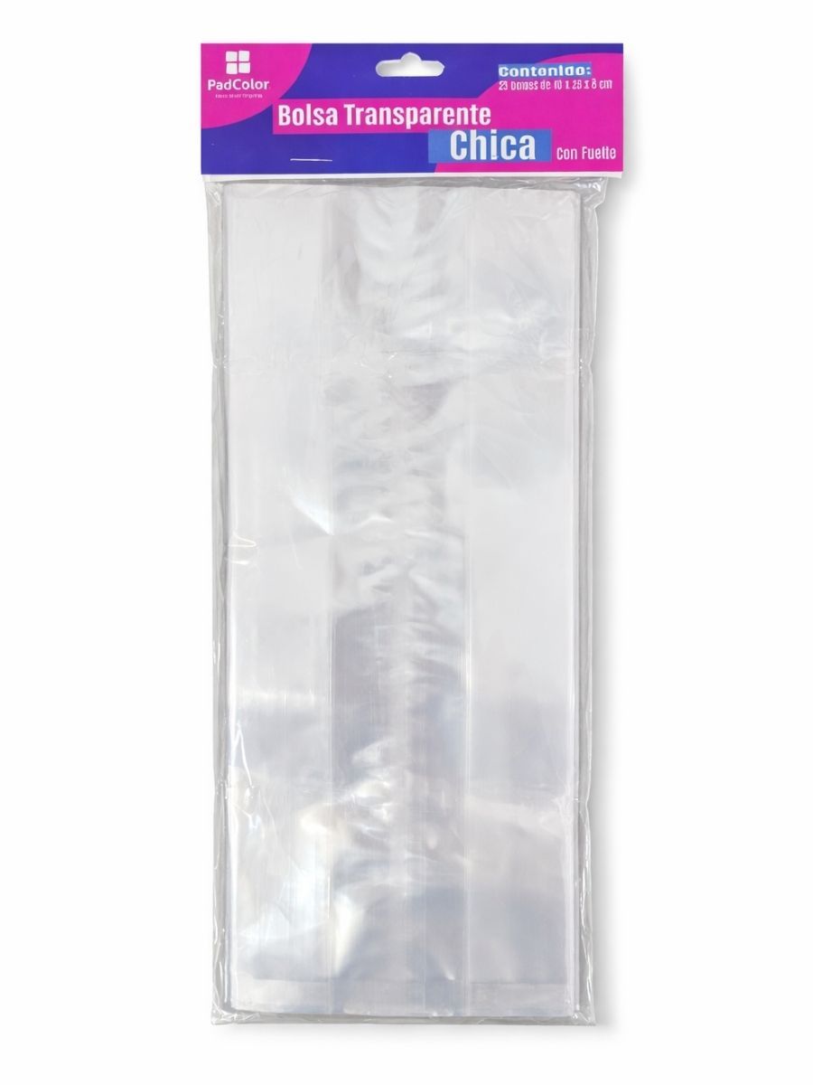 Bolsa de celofán chica con fuelle de 6 cm para venta por mayoreo en México.