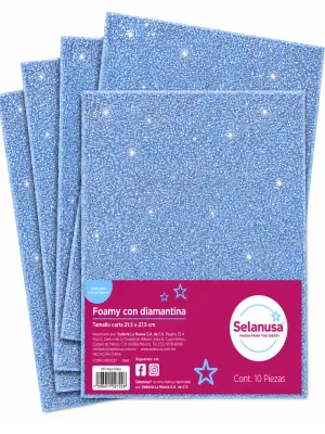 Foamy tamaño carta adiamantado azul cielo #107 c/10