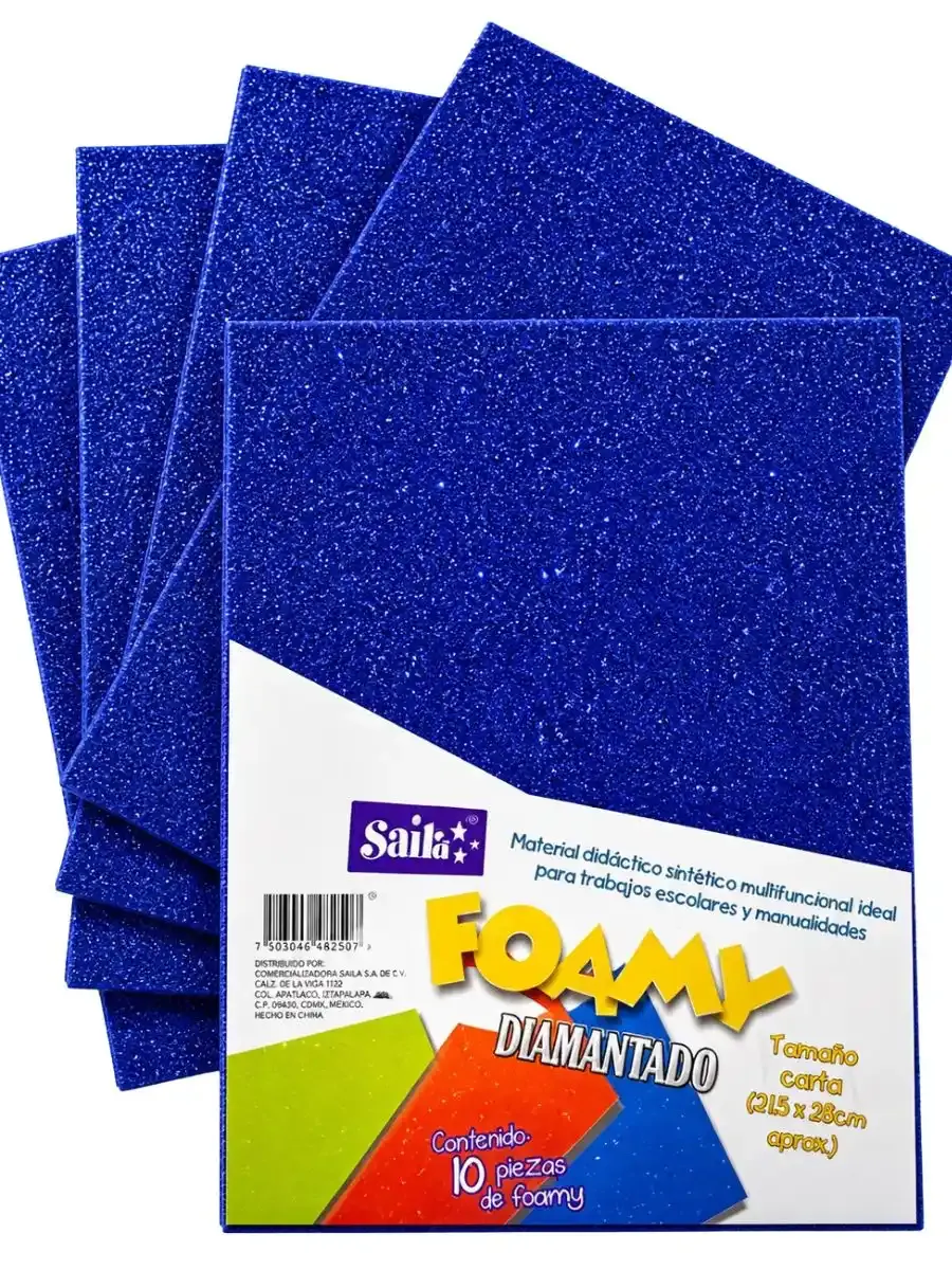 Paquete de 10 hojas de foamy diamantado Saira azul rey #06 carta.