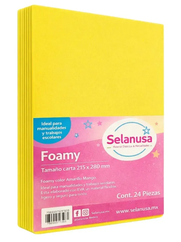 Foamy Tamaño Carta Amarillo Mango (24 pzas) Foamy Tamaño Carta Amarillo Mango (24 pzas)