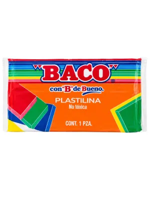 Una barra de plastilina flexible marca Baco número 52 en tono naranja para manualidades