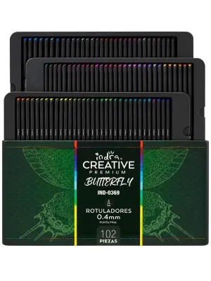 Set de 102 rotuladores Indra de colores vibrantes para mayoreo.