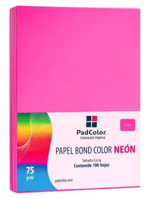 Paquete de 100 hojas rosa neón/fluorescente tamaño carta.