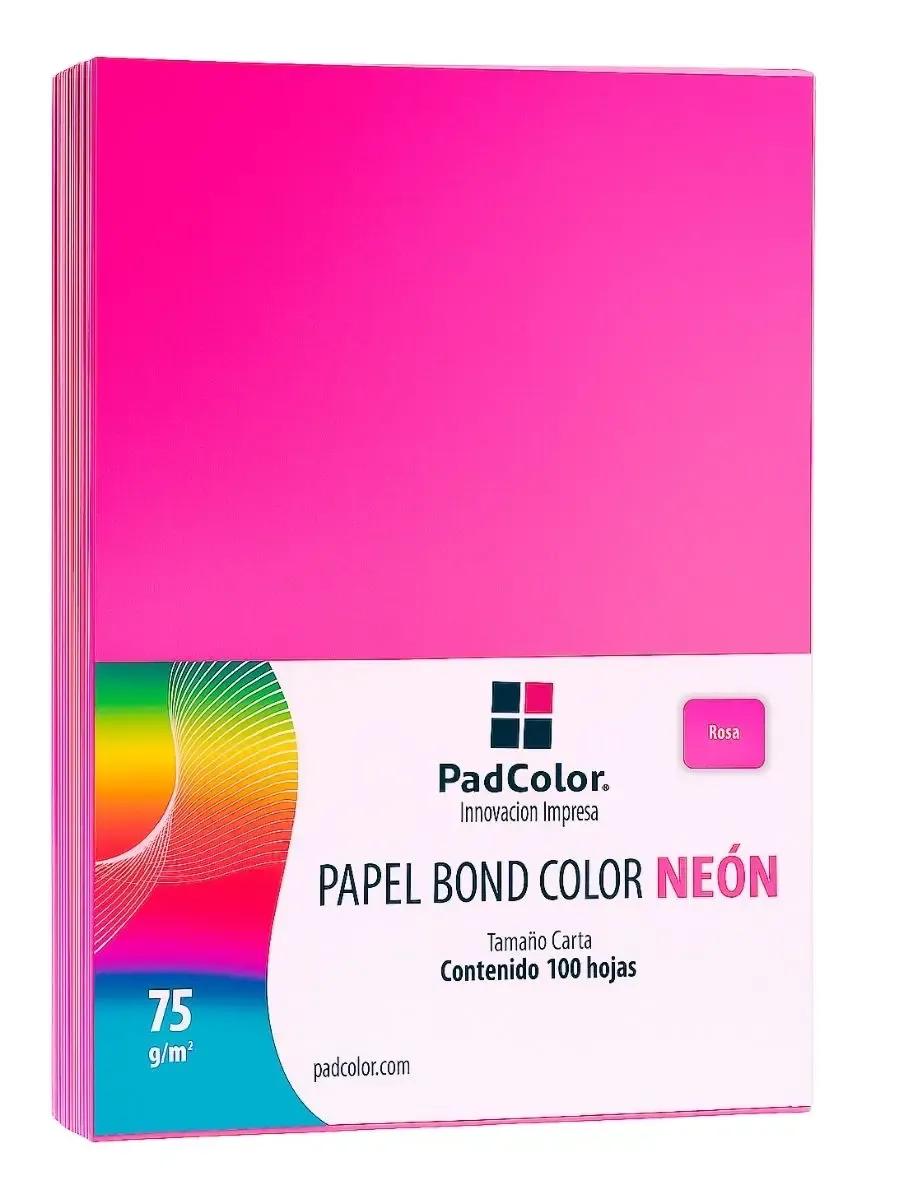 Hojas de Color Rosa Fluo Tamaño Carta (Paq. c/100) Paquete de 100 hojas rosa neón fluorescente carta Padcolor.