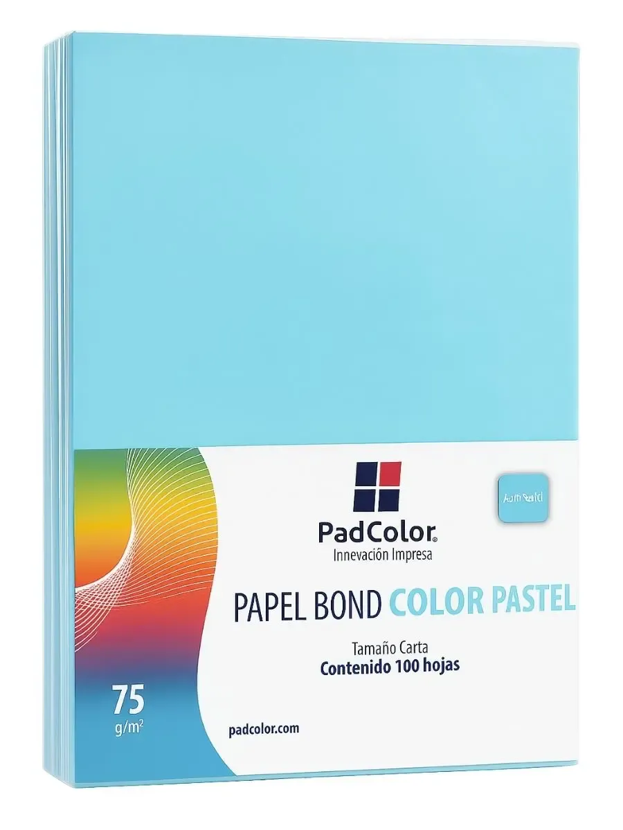 Hojas de Papel Azul Pastel Carta 75g (100 pzs) Paquete de 100 hojas azul pastel tamaño carta marca Padcolor.