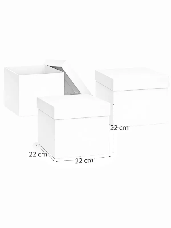 Caja cubo blanca de 22 cm por lado para venta por mayoreo en México.
