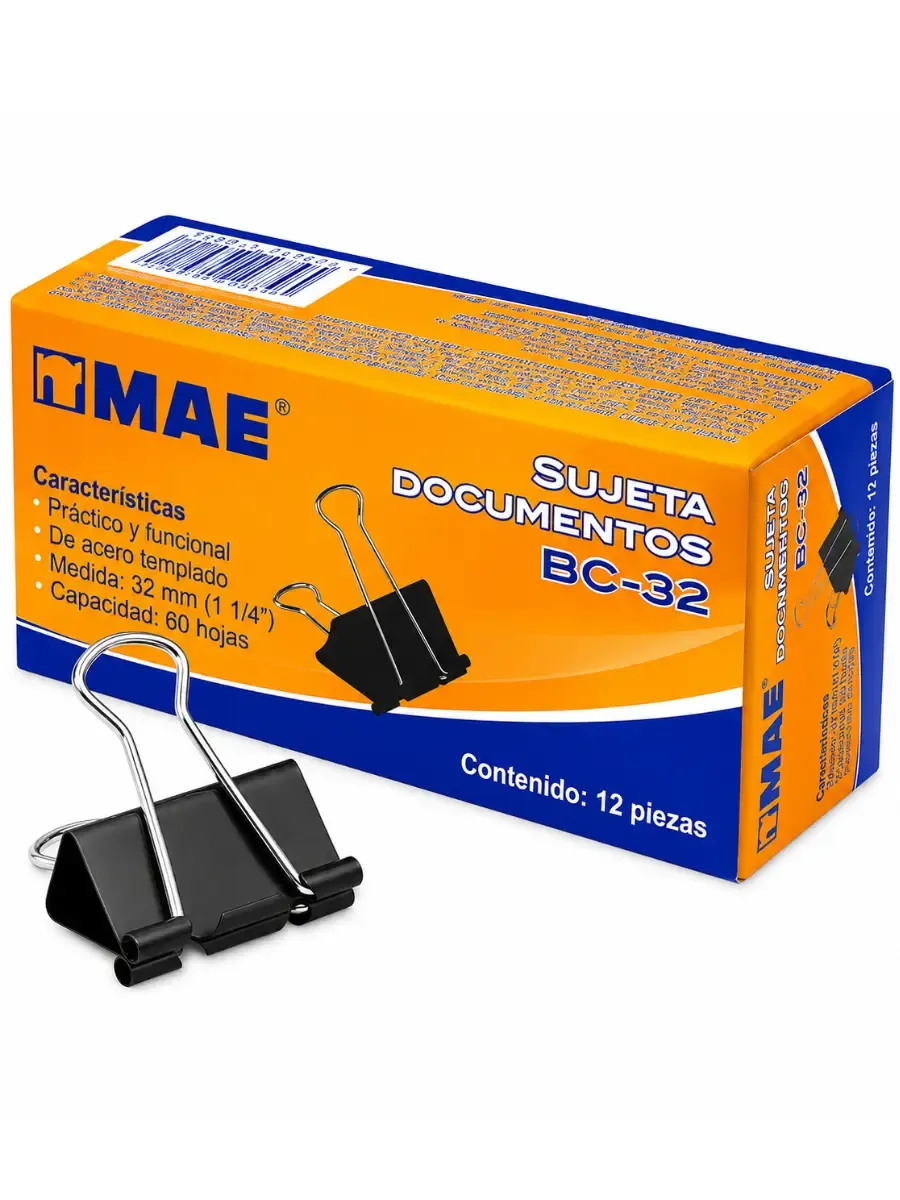 sujetadocumentos mae bc32 32mm 12 piezas mayoreo
