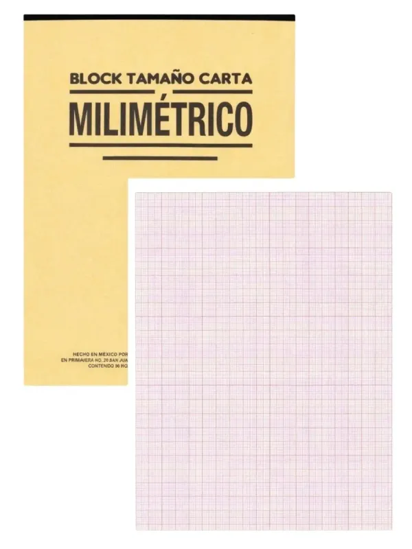 Block Milimétrico Carta c/50 Hojas Block de 50 hojas de papel milimétrico marca Repassa.