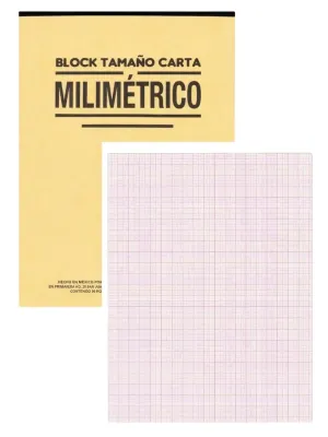 Block Milimétrico Carta c/50 Hojas Block de 50 hojas de papel milimétrico marca Repassa.