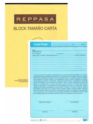 Block de 50 formatos de carta poder marca Repassa.