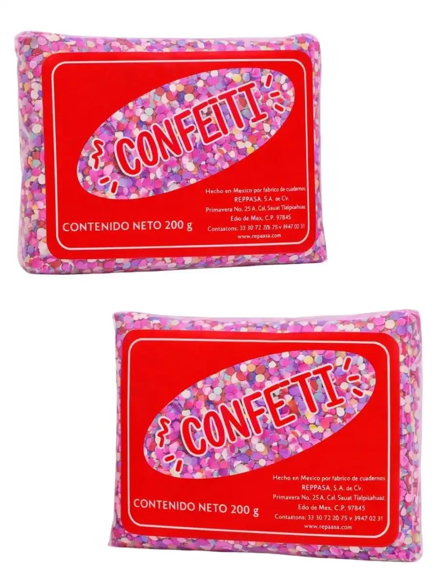 Confeti de Colores (Bolsa 200g) Bolsa de 200 gramos de confeti de colores al mayoreo.