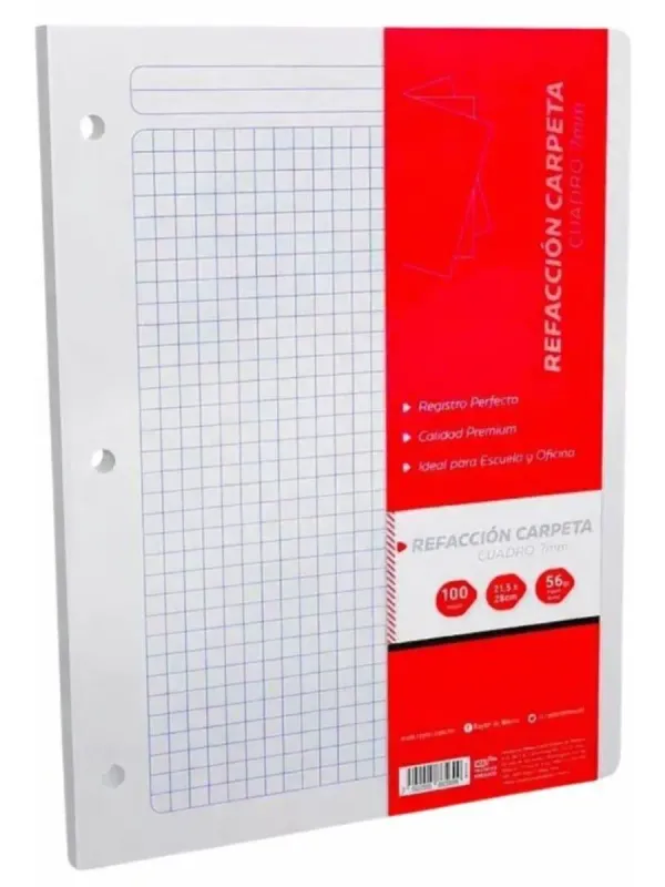 Hojas de cuadro 7mm para carpeta en Papelería Mérida