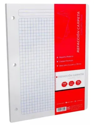 Refacción para Carpeta Cuadro 7mm (100 H) - Papelerías Mérida Hojas de cuadro 7mm para carpeta en Papelería Mérida