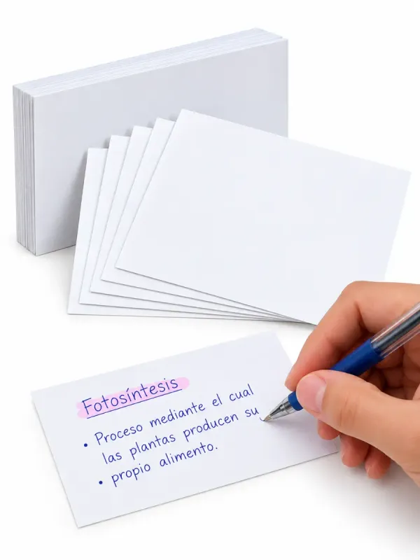 Paquete mayorista con 100 fichas bibliográficas blancas de cartulina en medida 3x5 pulgadas