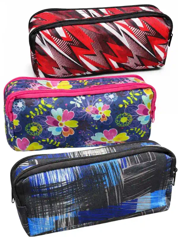 Lapicera juvenil de tela reforzada con doble cierre.