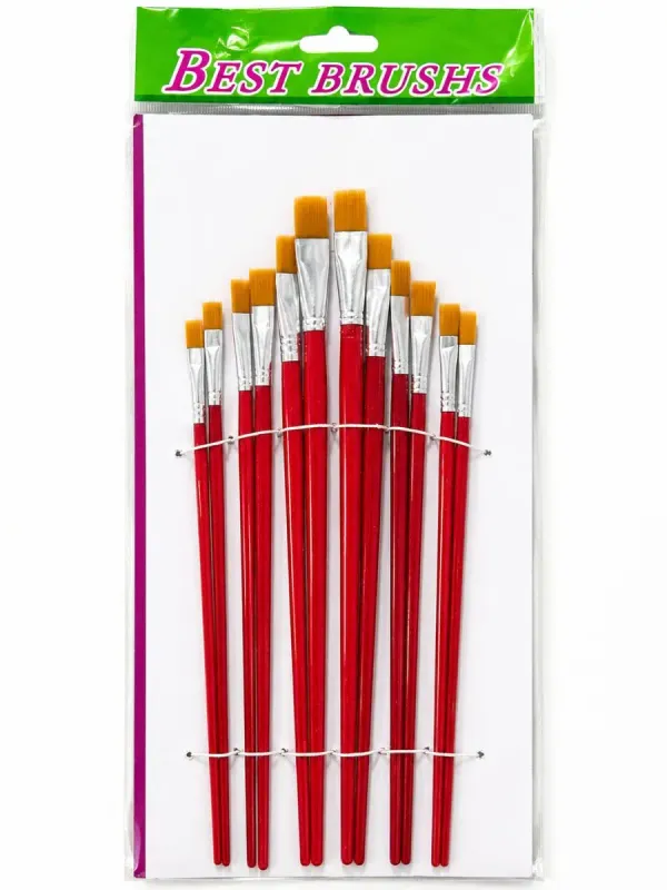 Pincel cuerpo rojo grande 12 piezas