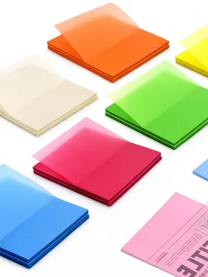 Paquete de notas adhesivas transparentes de colores al mayoreo nacional.