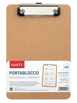 Tabla de Madera Media Carta Harty (Pza) Tabla clip de madera tamaño media carta marca Harty al mayoreo.