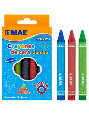 crayones cera jumbo mae cym-12j 12 piezas escolar mayoreo