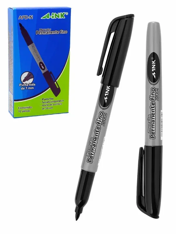 Marcador Permanente APD-N Punta Fina con 12 pzas (Negro) Marcador Permanente APD-N Punta Fina con 12 pzas (Negro)