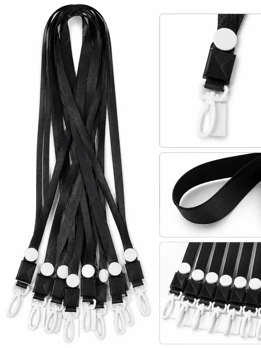 Cordones de tela para gafete color negro paquete 10 piezas