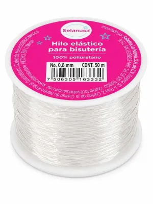 Carrete de 50 metros de hilo elástico Selanusa 0.8mm para bisutería.