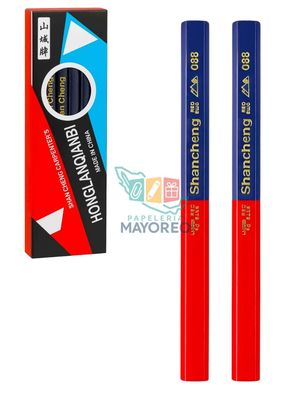 Lápiz Bicolor Jumbo Rojo y Azul 10 Piezas Lápiz Bicolor Jumbo Rojo y Azul 10 Piezas