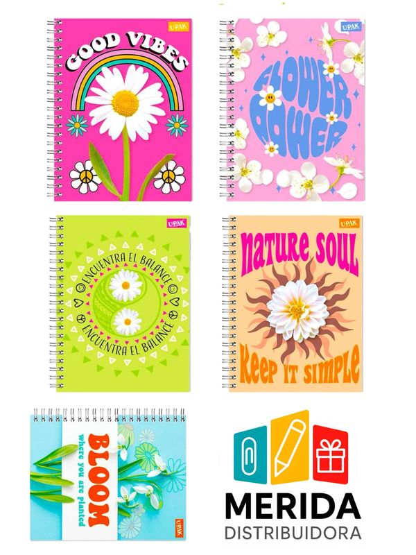 Surtido mayorista de cuadernos UPAK Gladiador Flores de Onda para México.