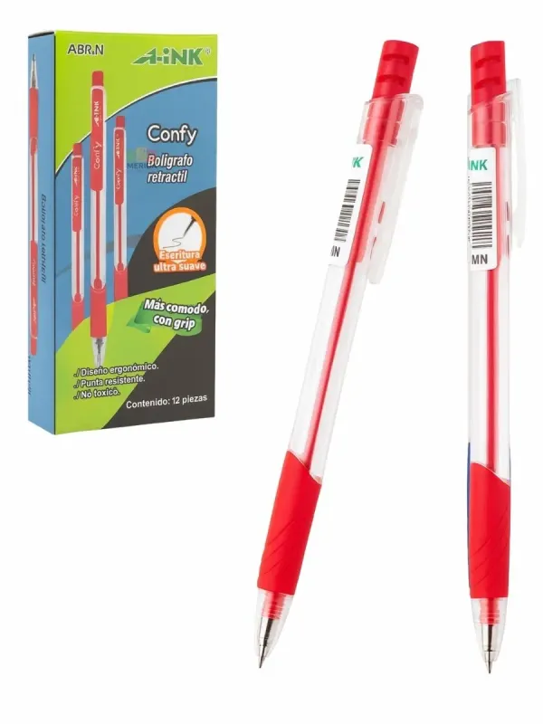 Bolígrafo Retráctil c/12 A-INK rojo