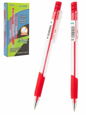 Bolígrafo retráctil Aink rojo punta media para oficina.