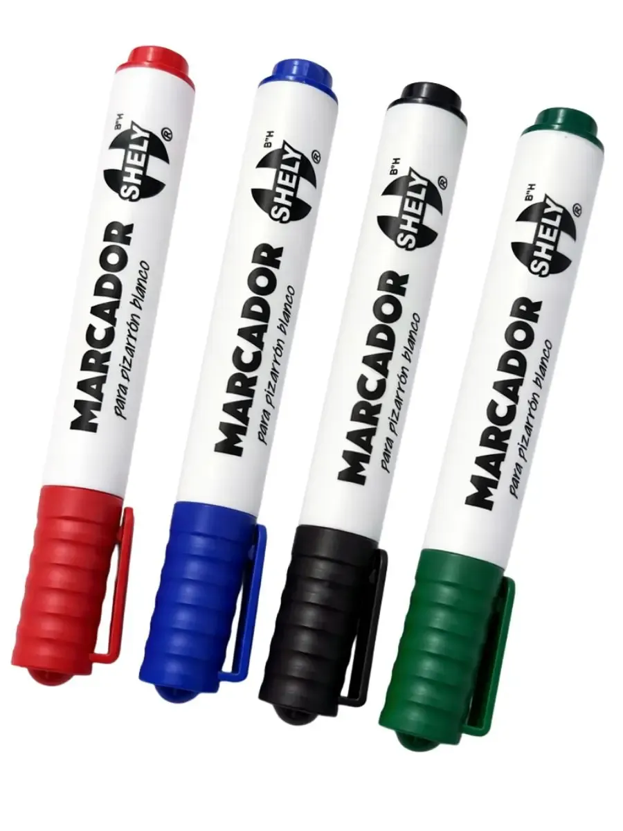 Paquete de 12 marcadores para pizarrón blanco colores surtidos.