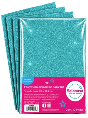 Foamy c/10 carta adiamantado verde agua #105
