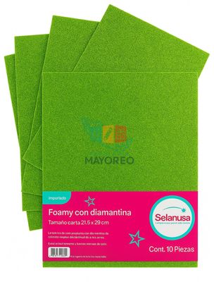 Foamy carta c/10 verde limon diamantado #108
