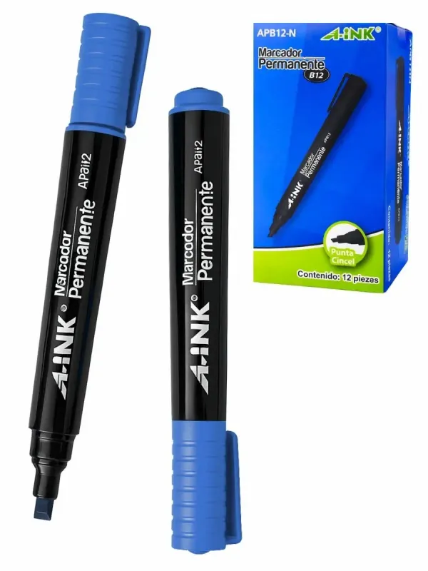 Marcador Permanente MAE Aink APB12 Caja con 12 pzas (Azul) Caja de 12 marcadores permanentes MAE Aink APB12 color azul.