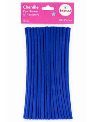 Paquete de 100 limpiapipas azul rey marca Selanusa.