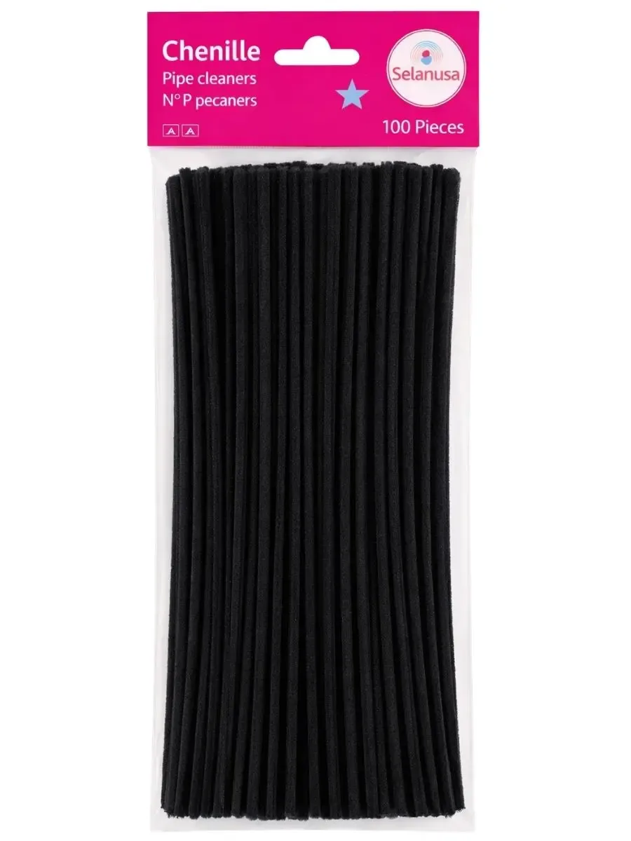 Paquete de 100 limpiapipas negros marca Selanusa.