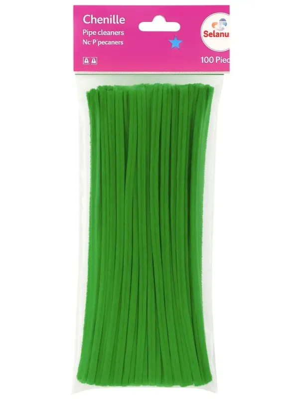 Paquete 100 limpiapipas chenille color verde bandera Selanusa